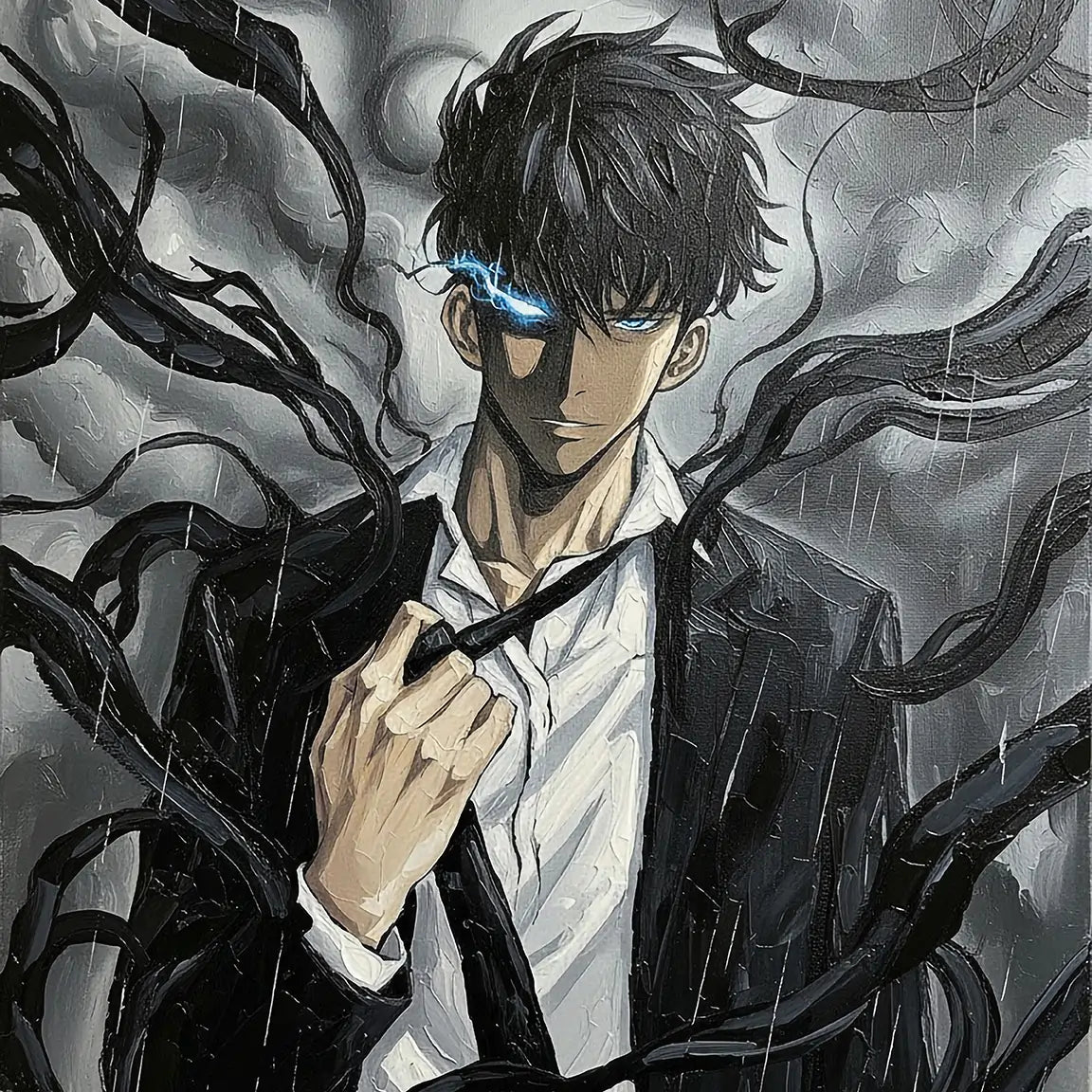 Sung Jin-Woo – Shadow Monarch Awakening | Dark Anime Power Canvas Wall Art