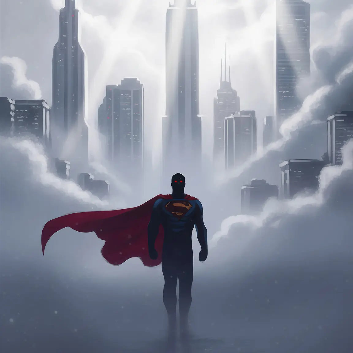 Superman – The Dawn Above Metropolis | Character Silhouette Canvas Wall Art