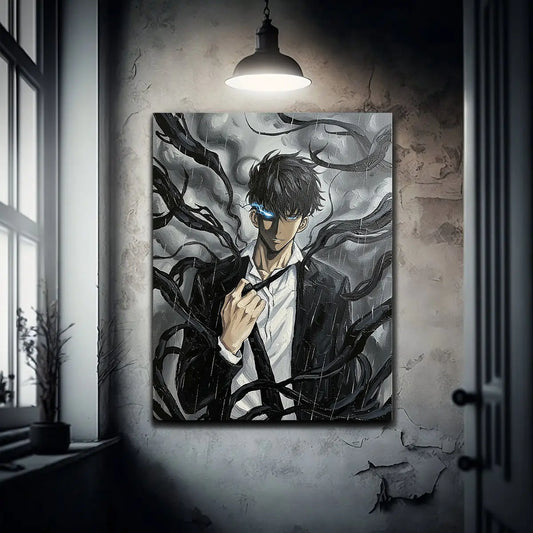 Sung Jin-Woo – Shadow Monarch Awakening | Dark Anime Power Canvas Wall Art